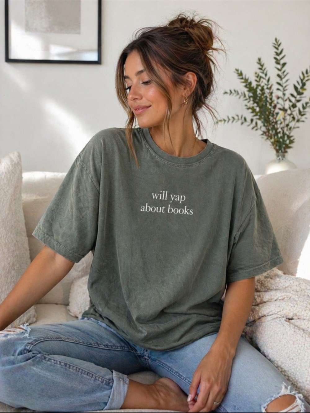 Comfort Colors “Will Yap About Books” Graphic Tee XL Oversized